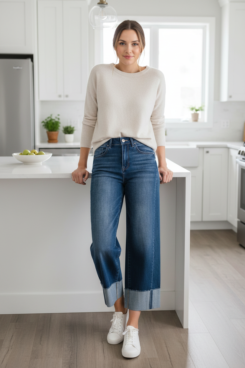 Risen Baggy Boyfriend Fit Barrel Leg Cuffed raw Hem Cropped Denim Jeans