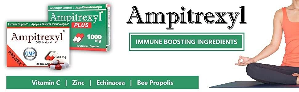 Ampitrexyl 500mg Vitamin C Zinc Natural Dietary Supplement 30 Capsules Holistic