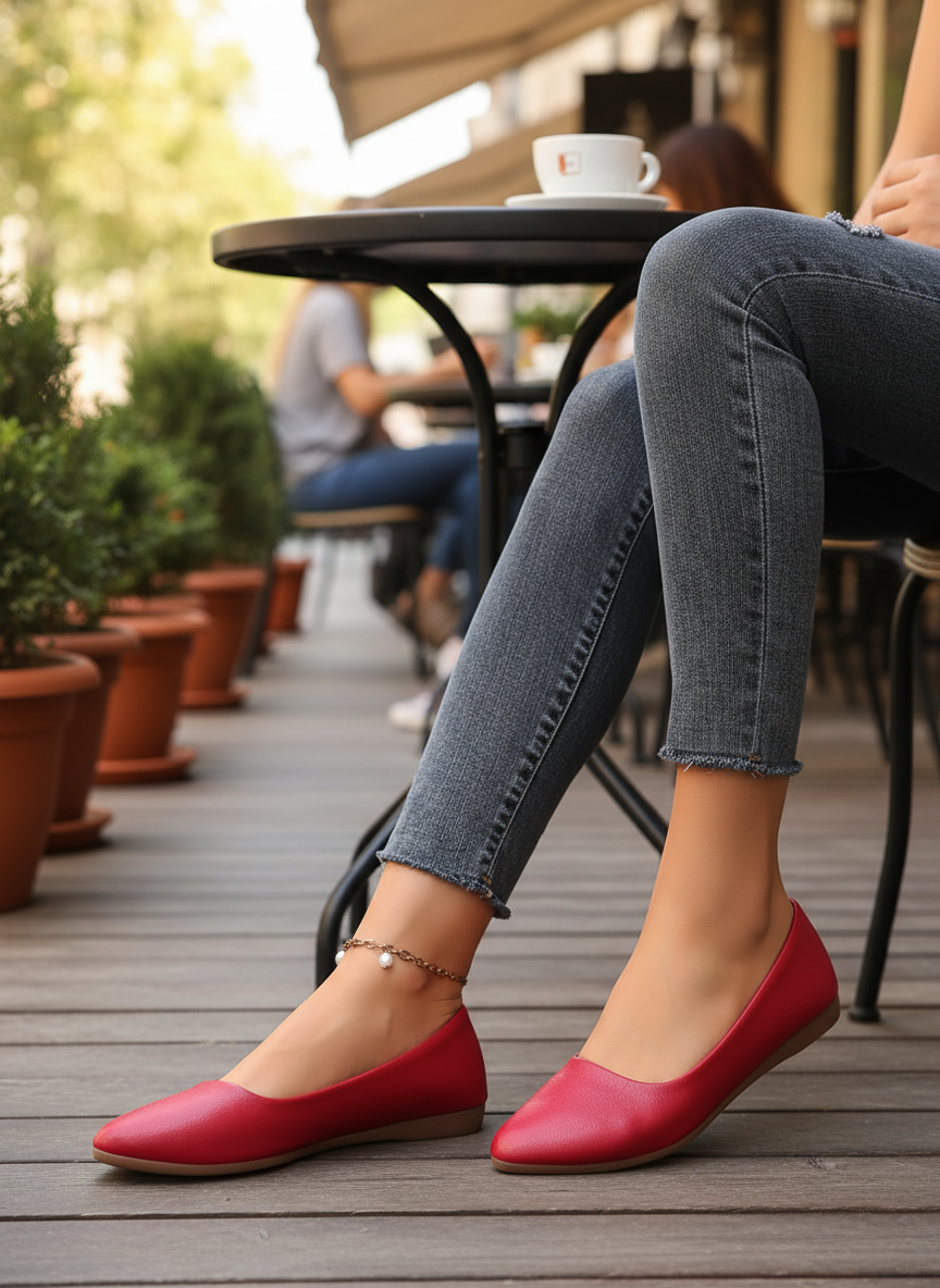 Almond Toe Slip-On Ballet Flats Faux Smooth Buffed Vegan Leather Loafer Shoes