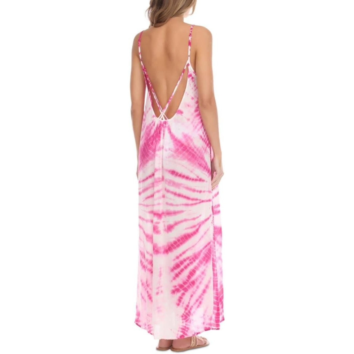 Raviya Tie-Dye Swim Cover-up Sleeveless Maxi Dress Backless Swimwear Cover