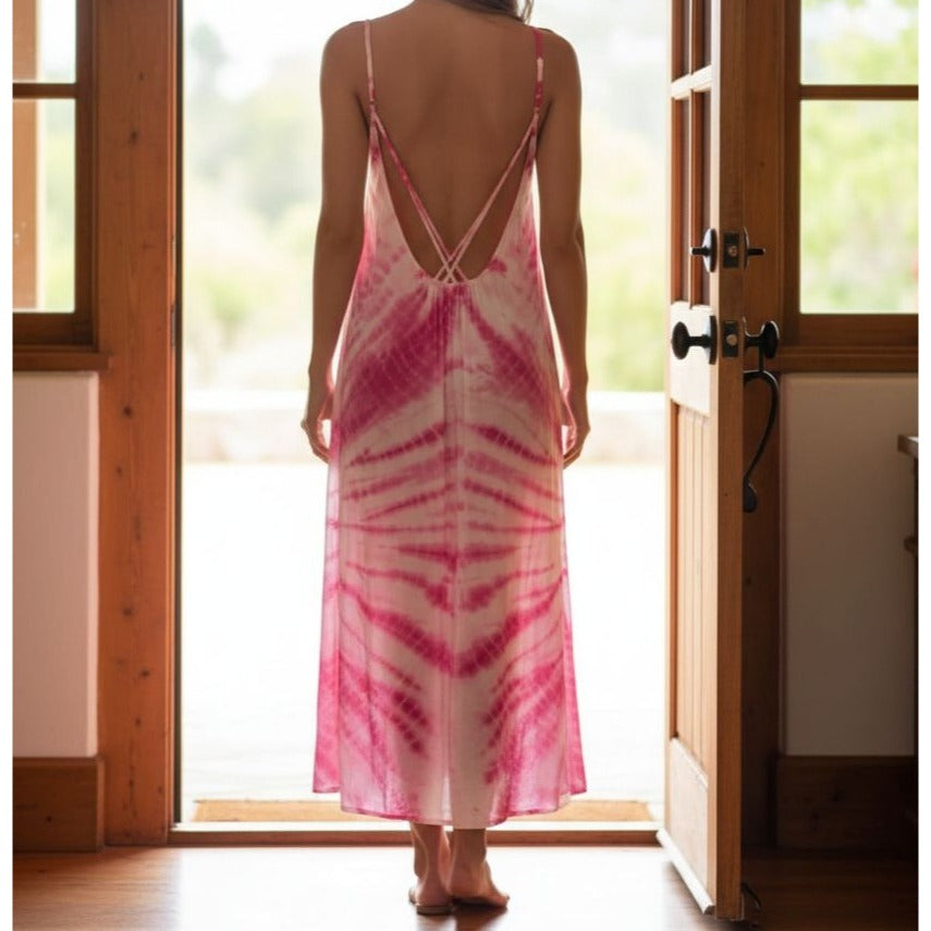 Raviya Tie-Dye Swim Cover-up Sleeveless Maxi Dress Backless Swimwear Cover