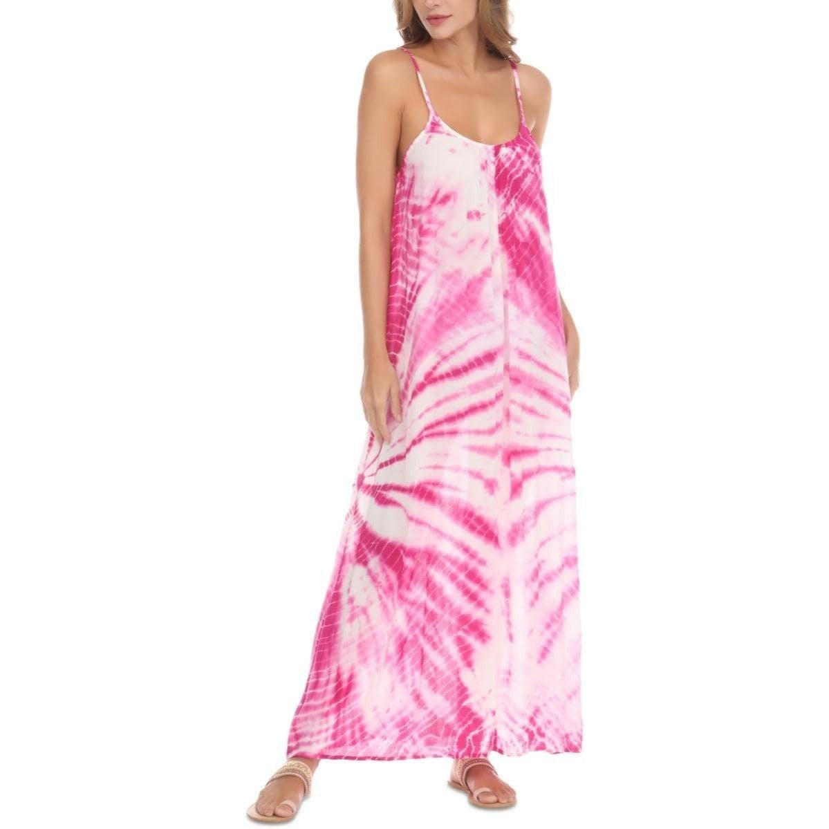 Raviya Tie-Dye Swim Cover-up Sleeveless Maxi Dress Backless Swimwear Cover