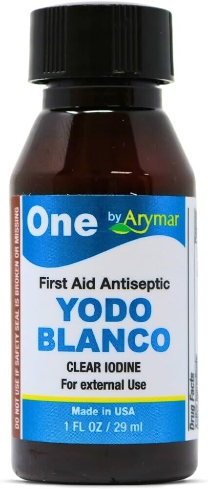 One YODO Blanco Decolorized Iodine 1oz No-Stain Antiseptic for Cuts Burns Arymar