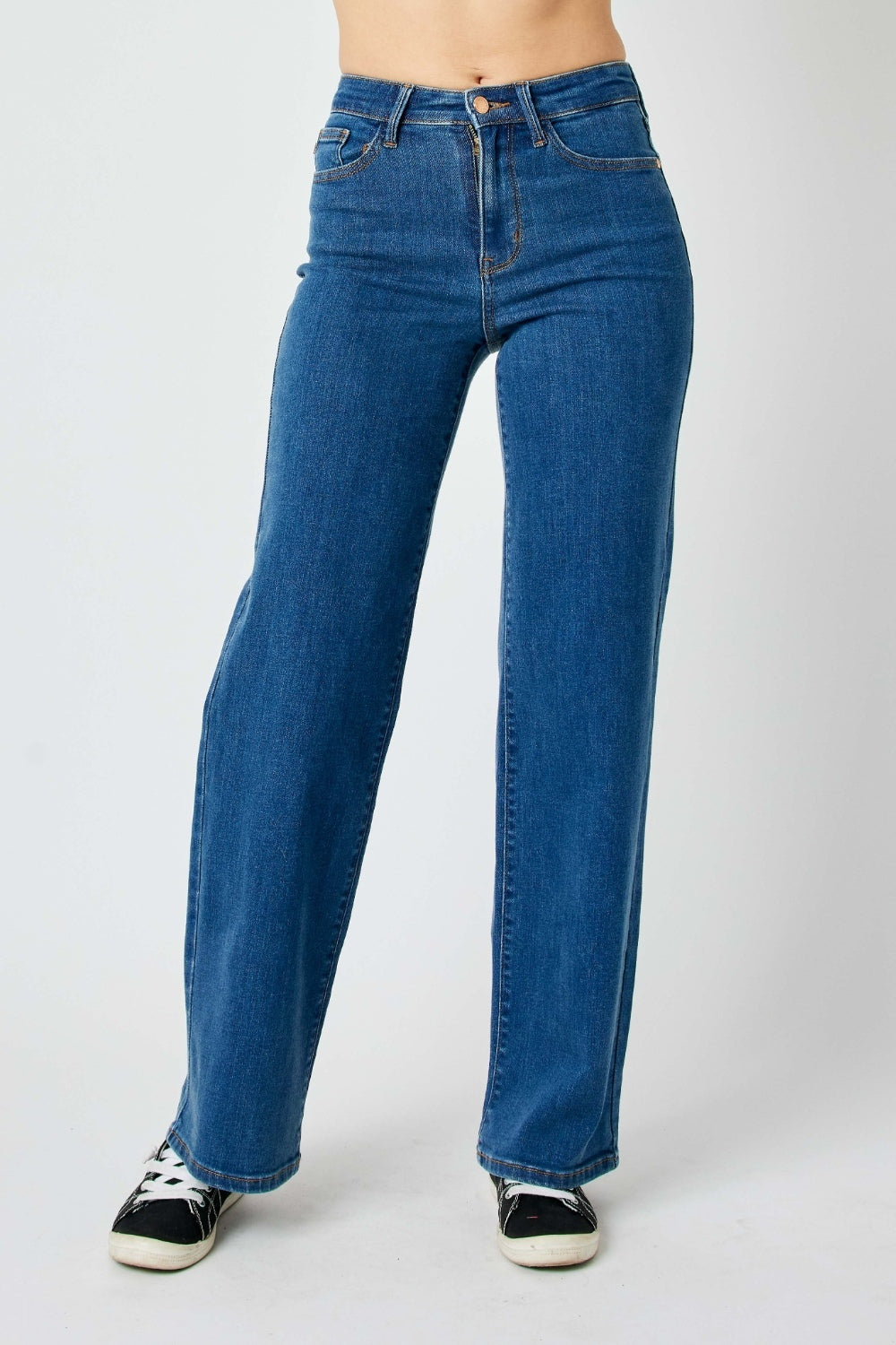 Judy Blue High-Rise Waist Denim Boyfriend Classic Straight Leg Jean Pants