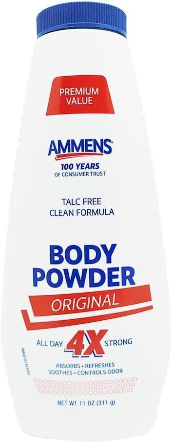 Ammens Powder Original Medicated Body Powder Talc FREE Clean Formula 11 oz