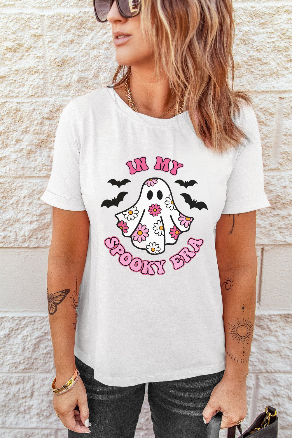 Retro 70s Floral Ghost In My Spooky Era Flower Power Graphic Shirt Halloween Top