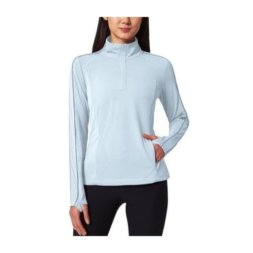Mondetta Shirt Athletic Top Lightweight Activewear Quarter-Zip Pullover Blue