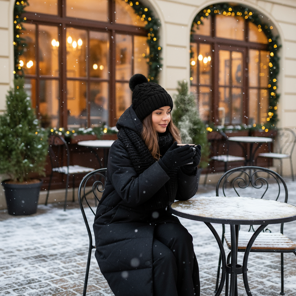 Metallic Puffer Beanie Quilted Thermal Sherpa Lined Winter Hat Faux Fur Pompom Cap