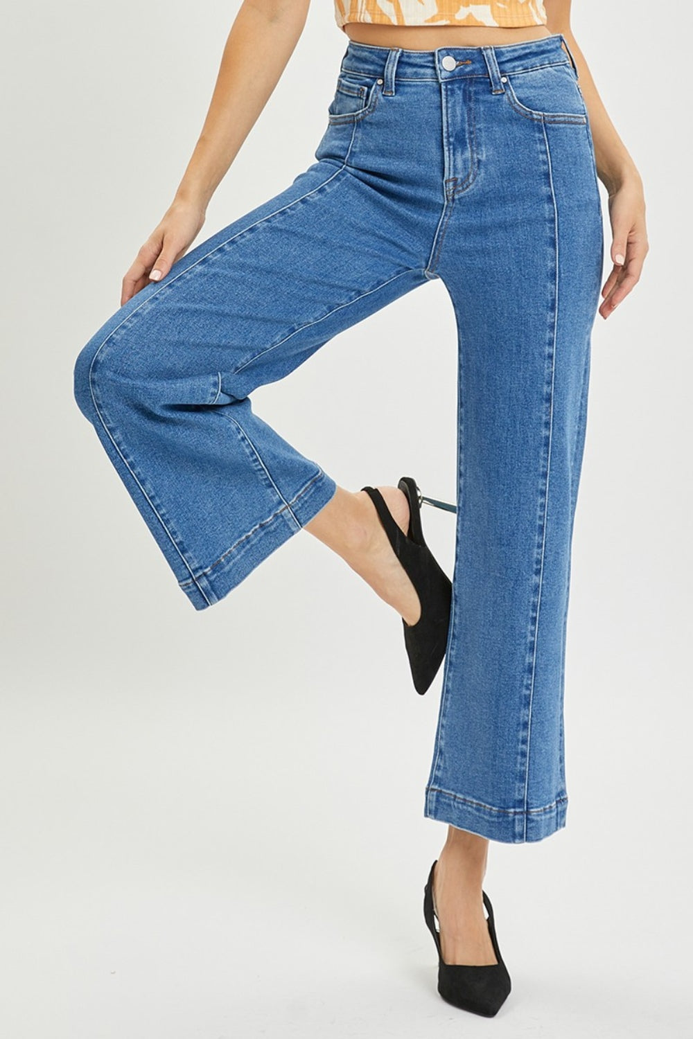 RISEN High-Rise Jeans Retro Wide Leg Front Seam Boyfriend Denim Pants