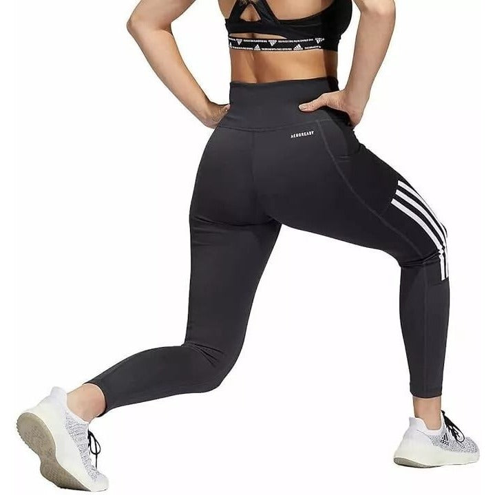 Adidas Aeroready Pants Active 7/8 Ankle Legging Athletic Pocket Activewear Black/Gray