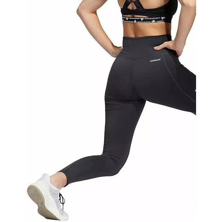 Adidas Aeroready Pants Active 7/8 Ankle Legging Athletic Pocket Activewear Black/Gray