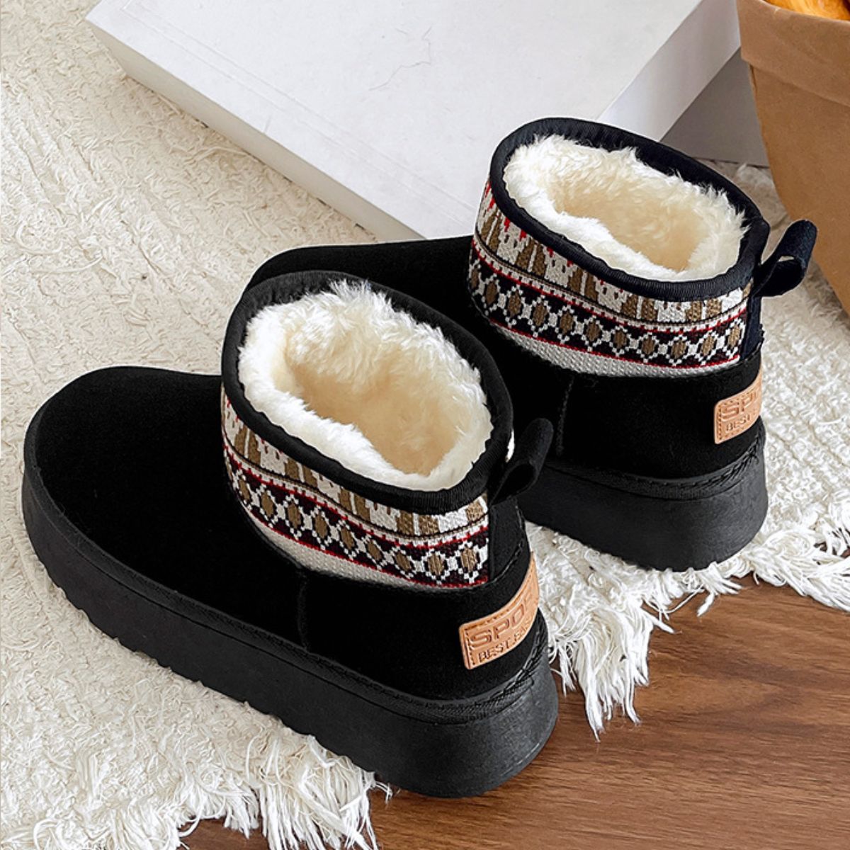 Thermal Platform Knit Ankle Classic Mini Boots Antherson Plush Faux Fur Slip-on Shoes