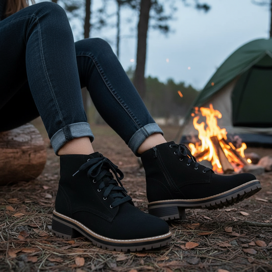 Kensie Womens Boots Kasha Combat Lace Up Zip Vegan Suede Chunky Lug Platform Shoes