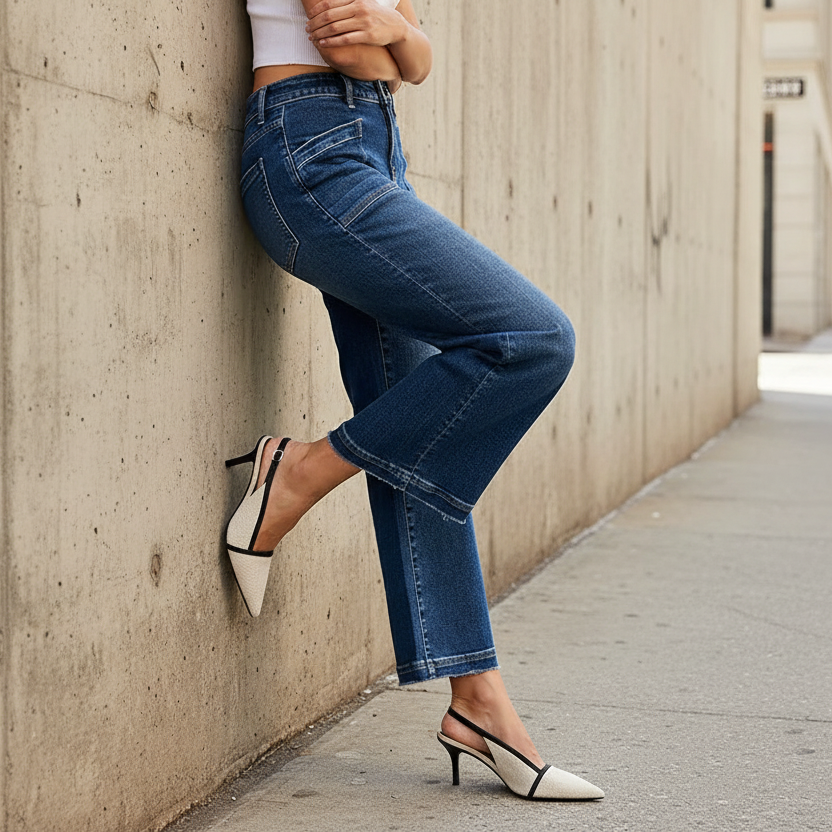 Risen 70s Front Patch Pocket High-Rise Slouch Jeans Cropped Baggy Boyfriend Denim Pants