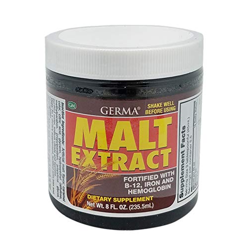 Germa Malt Extract Supplement Fortified with B12 Iron Hemoglobin 8 oz container