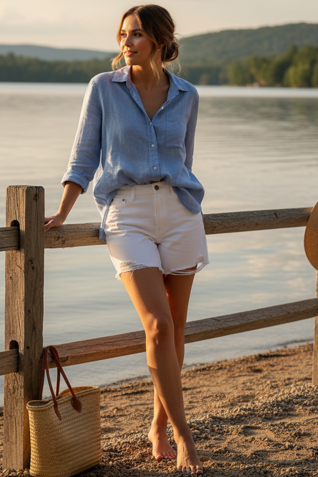 Judy Blue High-Rise Rigid Magic Distressed Hem Cell Pocket Dad Denim Shorts