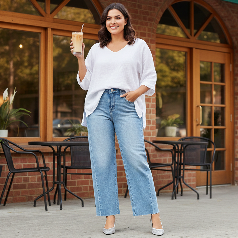 Risen Baggy Barrel High-rise Raw Cropped Hem Jeans Curved Side Seam Denim Pants