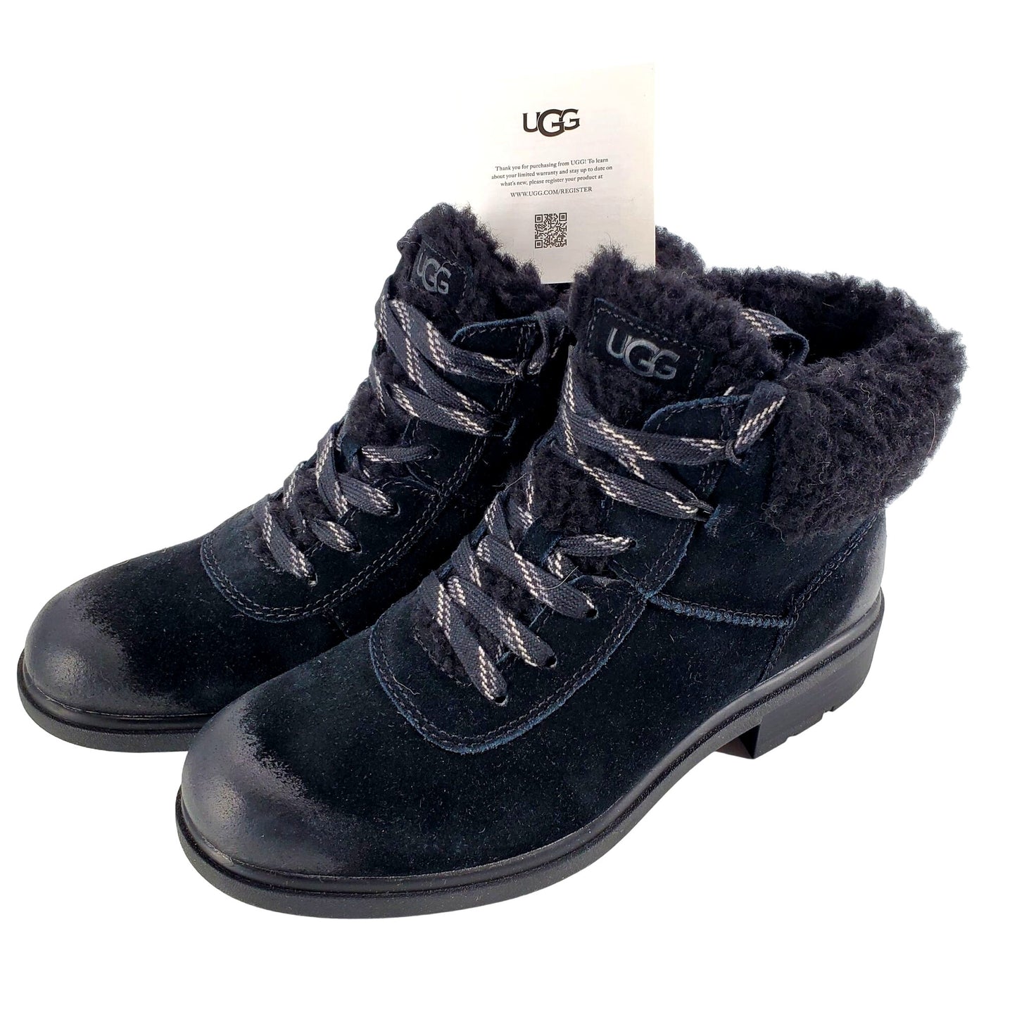 UGG Australia Boots Harrison Cozy Lug Lace-Up Waterproof Outdoor Suede Fur