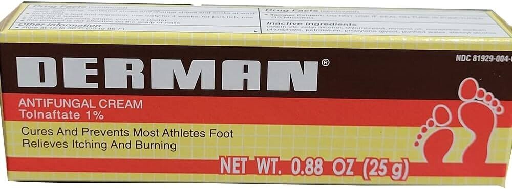 Derman Antifungal Cream Help Treat Athletes foot relieves itching burning 0.88oz