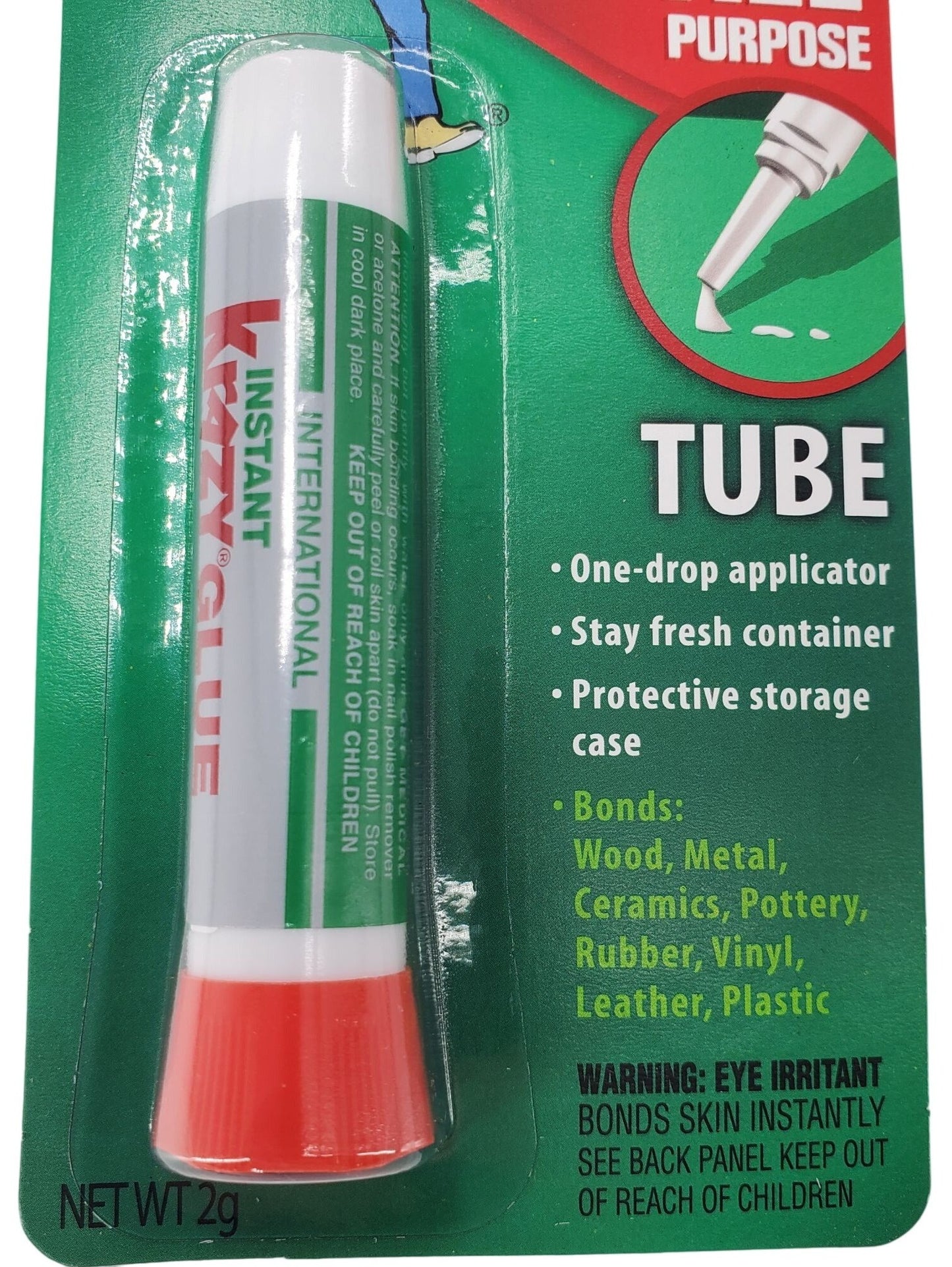 Instant KRAZY Glue Interantional version All purpose adhesive 2 Gram Tube