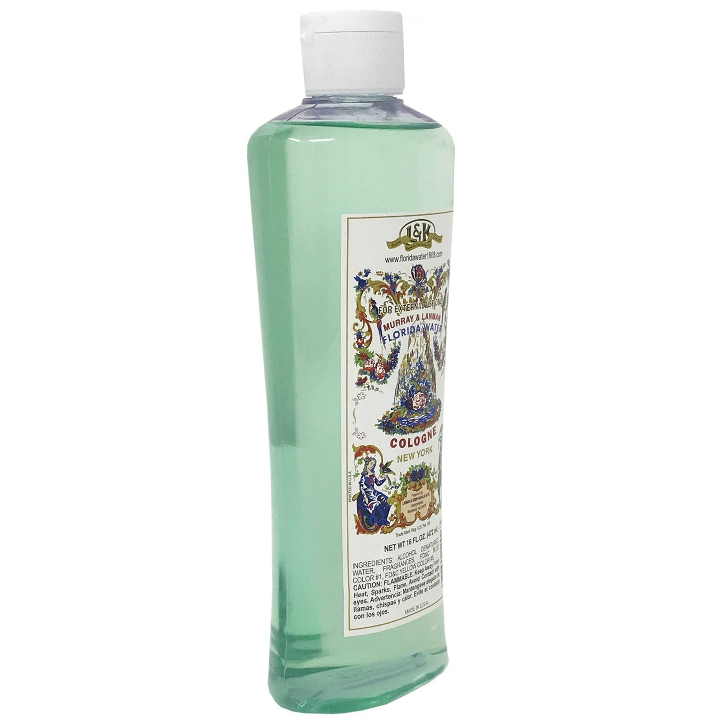 Florida Water Cologne 16 oz Plastic PET Bottle Flip Cap Murray & Lanman