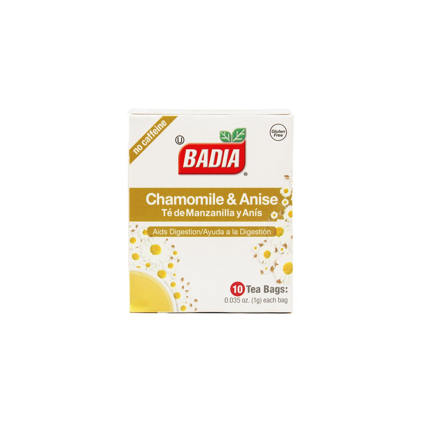 Badia Chamomile Anise Tea Aids Digestion Caffeine Free Box of 10 Tea Bags