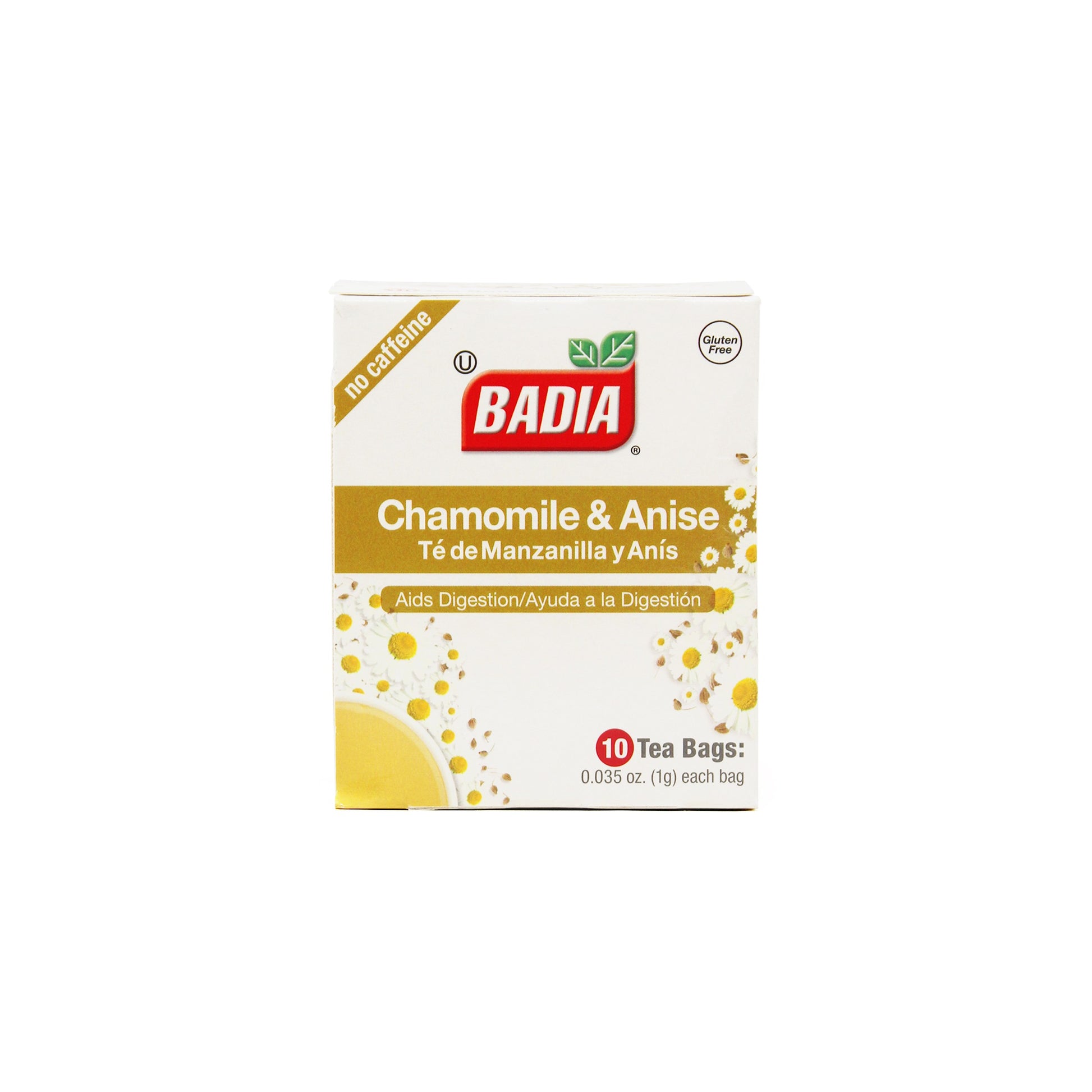 Badia Chamomile Anise Tea Aids Digestion Caffeine Free Box of 10 Tea Bags