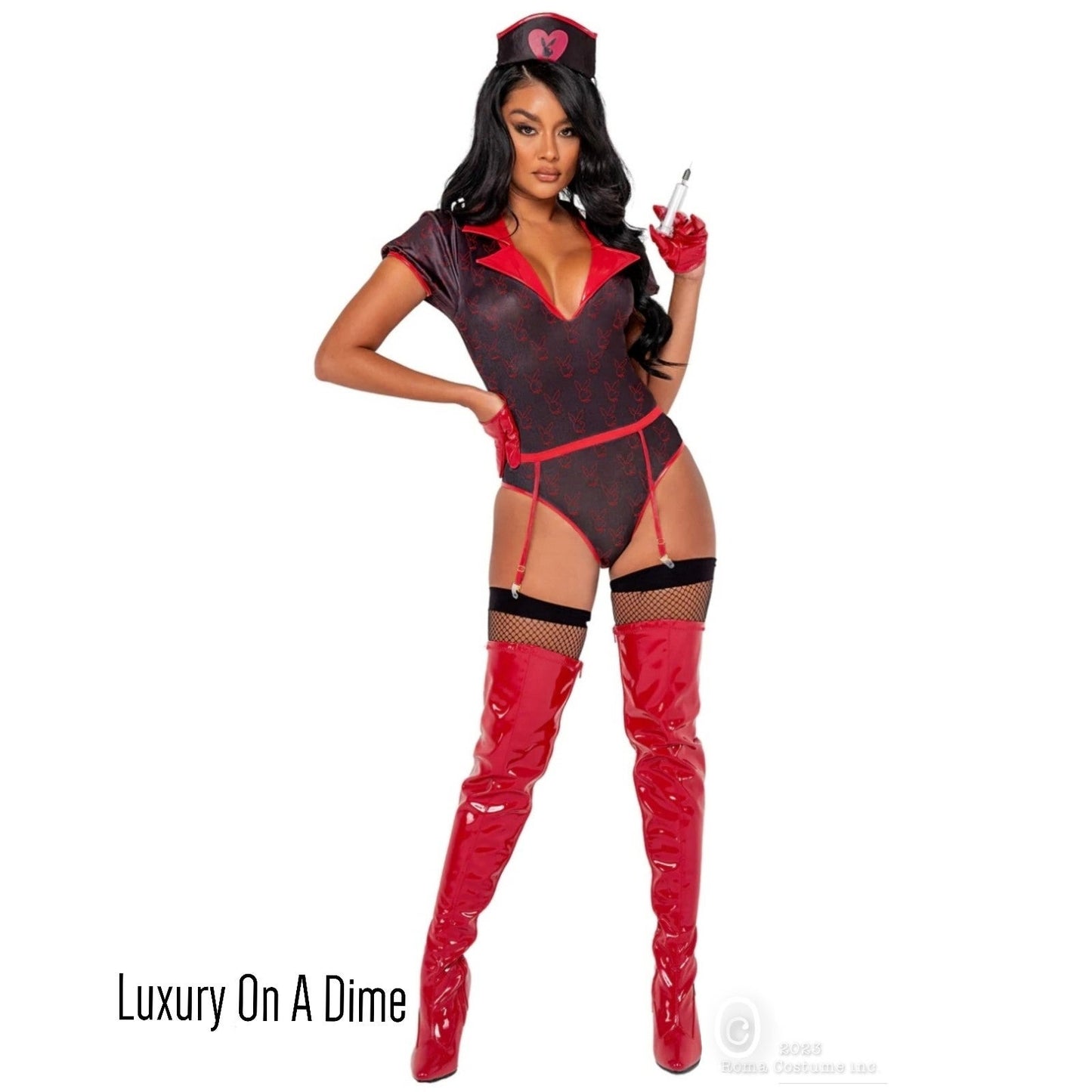 Official Playboy 3-piece Naughty Nurse Adult Women Costume Cosplay Black