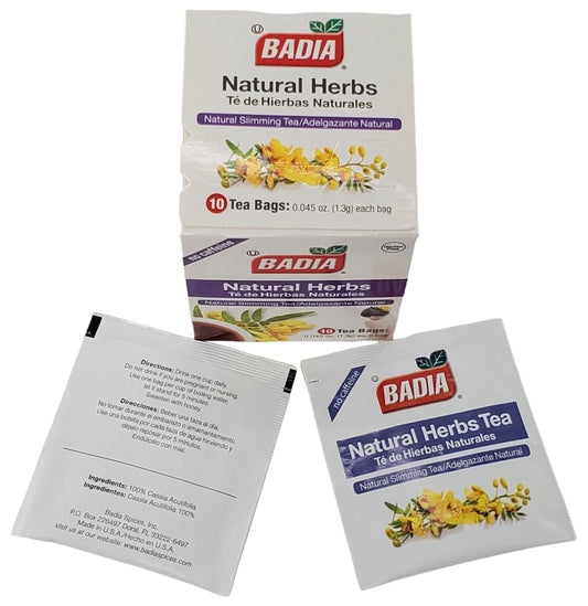 Badia Natural Herbs Slimming Caffeine-Free Tea Bag Herbal Cassia Acutiforlia Drink Box of 10
