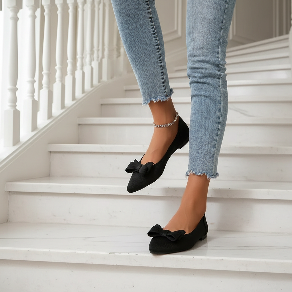 Large Bow Mesh Knit Pointed Toe Flats Slip-On Ballet Breathable Loafers Shoes