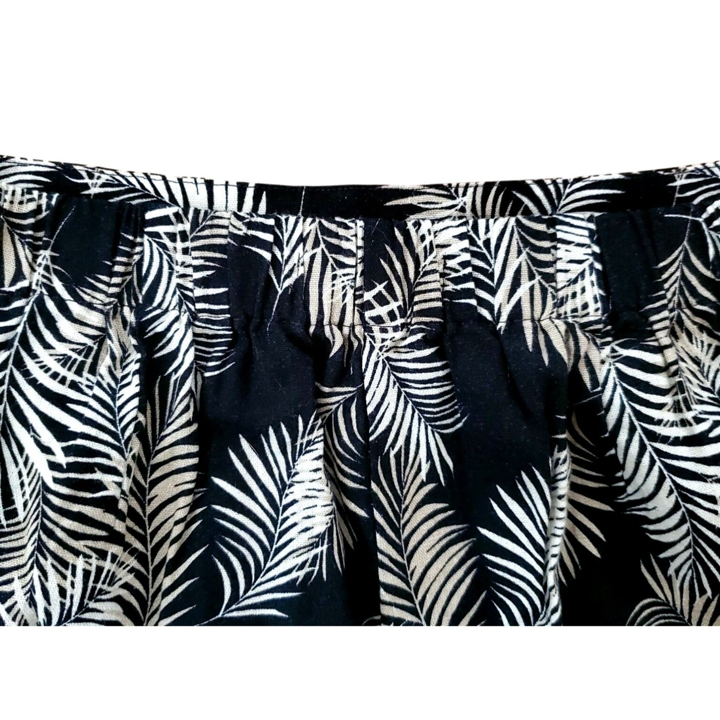 Ellen Tracy Skort Linen Blend Skirt Shorts Tropical Palm Elastic Waist Pull-on