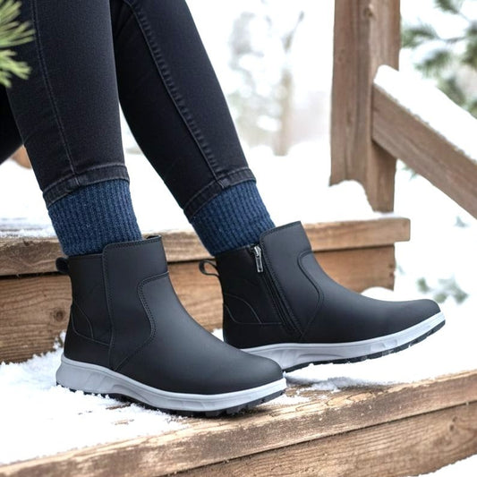 Khombu Dusk All Weather Boot Faux Leather Zip-up Outdoor Fur Lined Winter Shoe