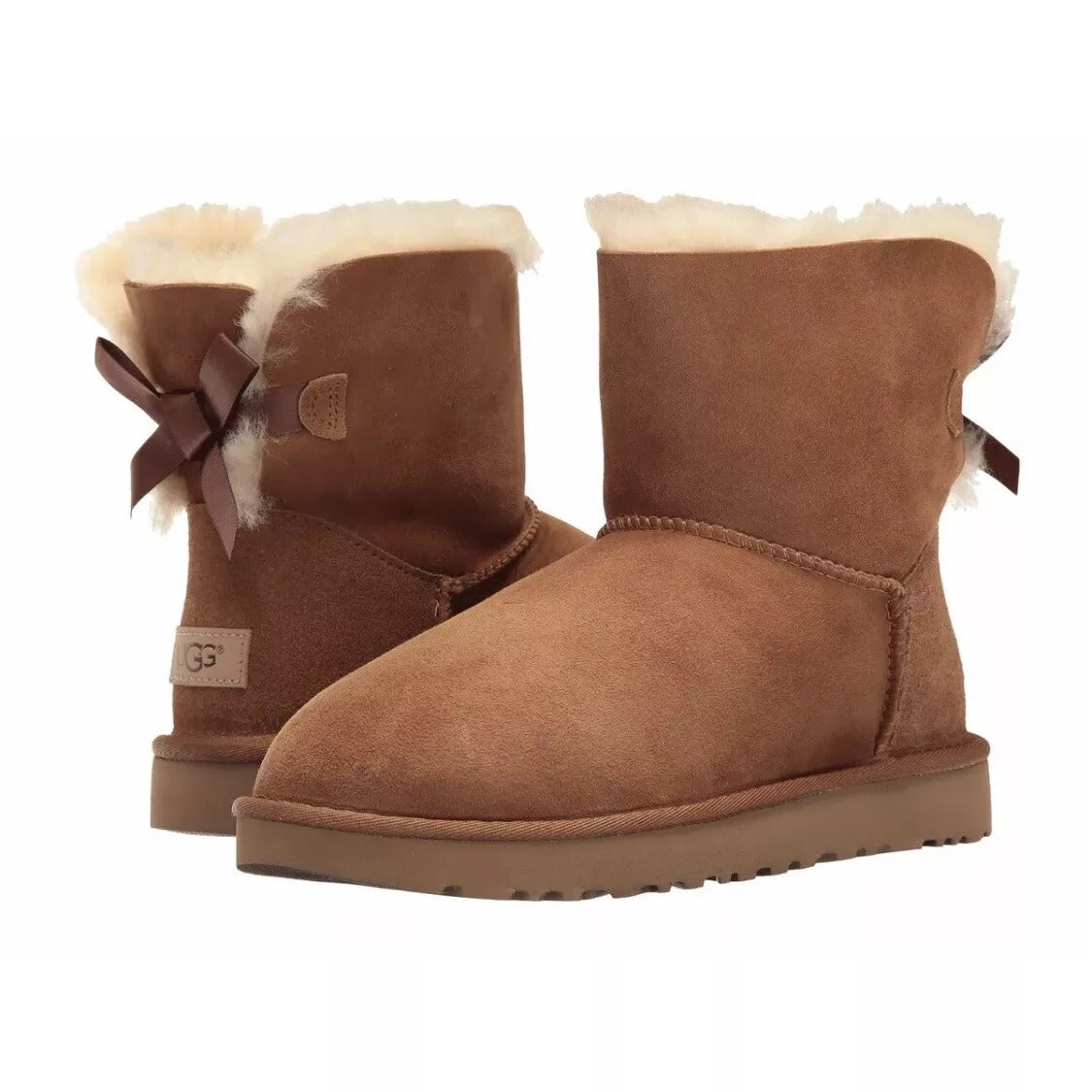 Ugg Women's 7 Mini Bailey Bow II Boots Suede Slip-on Fur Shoes Winter Outdoor