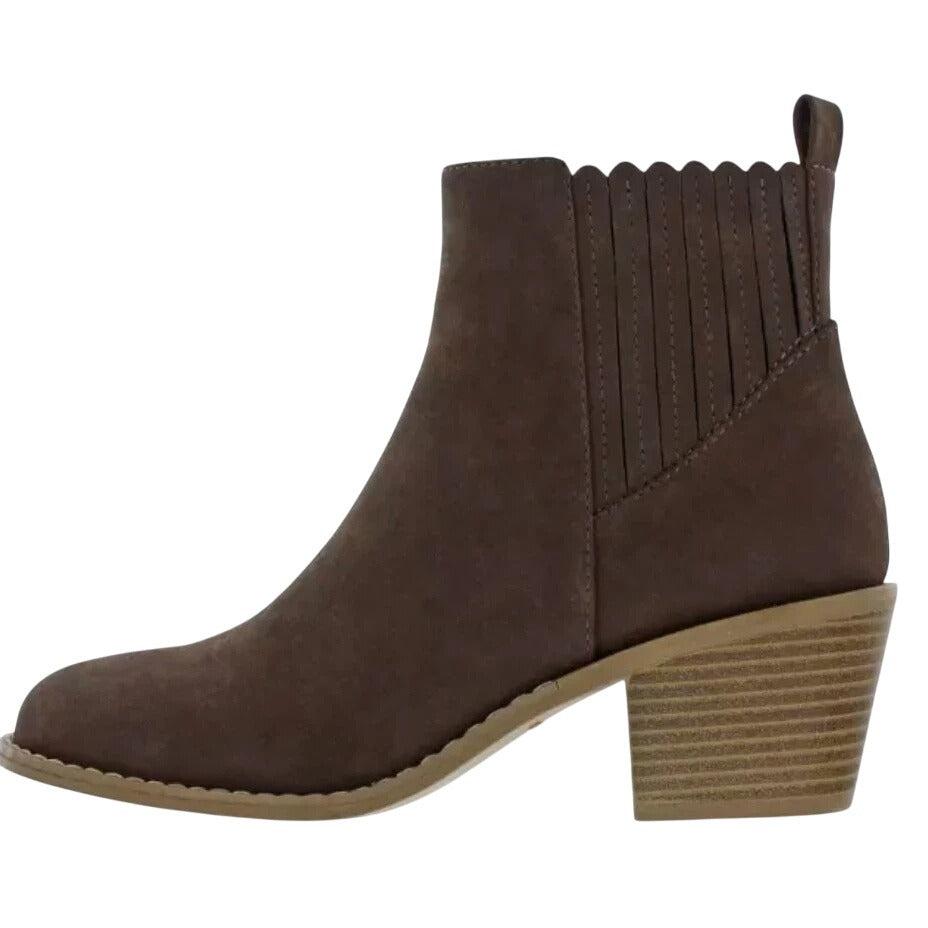 Draper James Womens Elle Bootie Chunky Stacked Heel Zip-up Ankle Boots Brown