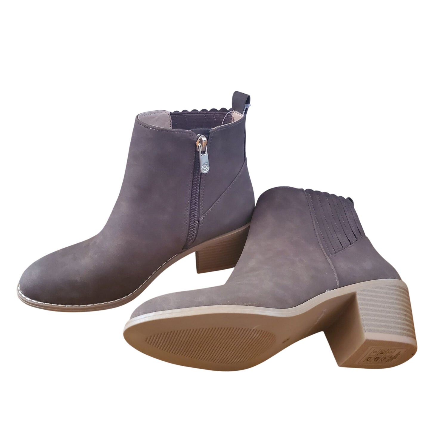 Draper James Womens Elle Bootie Chunky Stacked Heel Zip-up Ankle Boots Brown