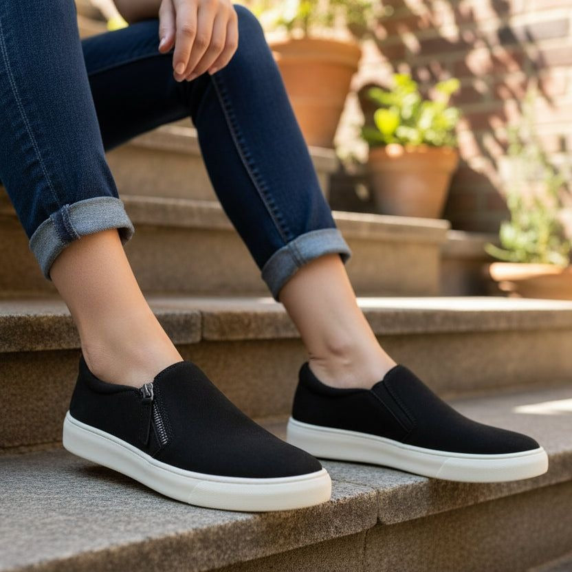 Kensie Sneaker Woman Soren Zip Side Slip-on Shoe Minimalist Athleisure Casual