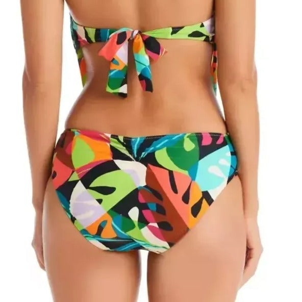 Bar III Womens Tropical Dreams Cowl Neck Plunge Halter One-piece Swimwear