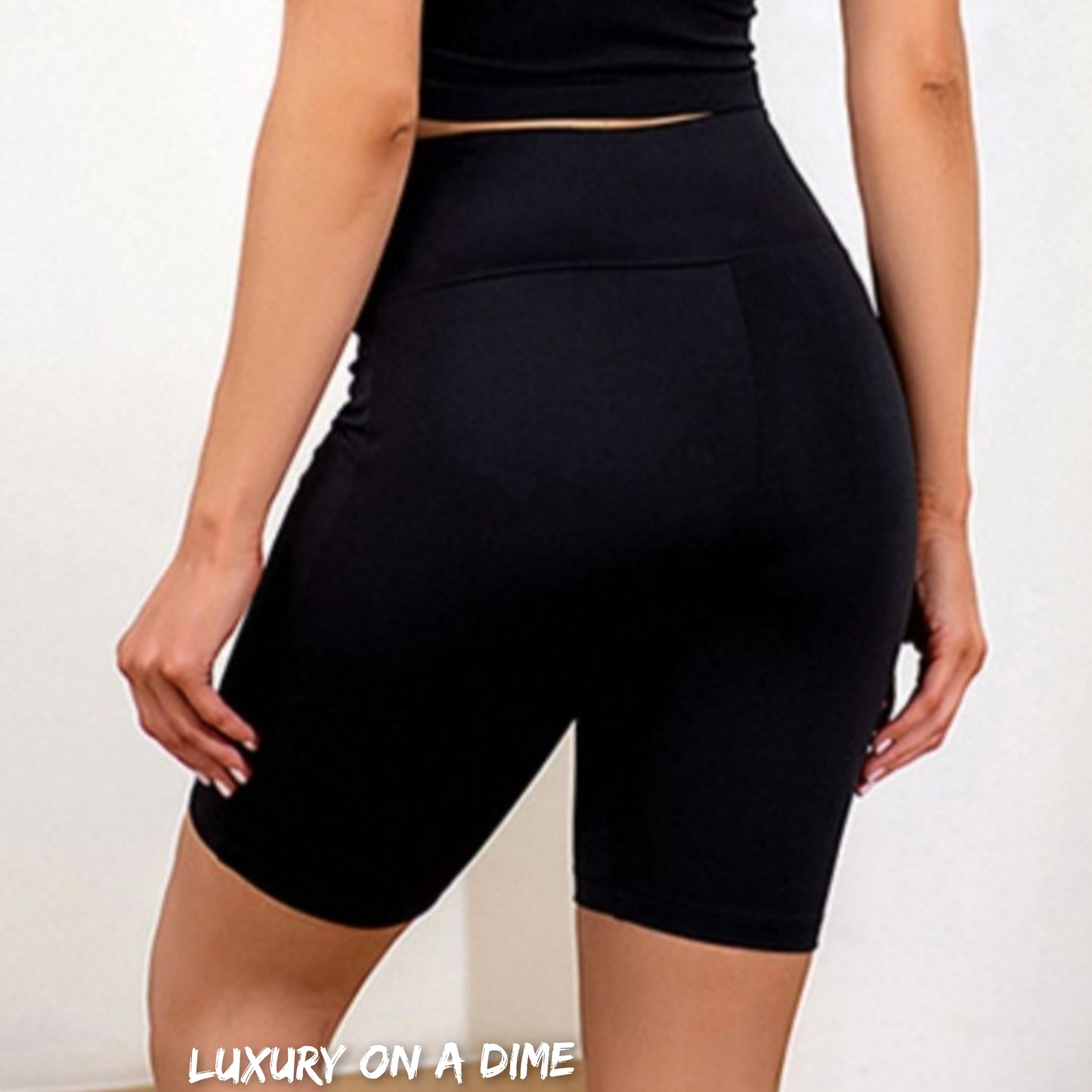 Drawstring Sleeveless Crop Sports Top and Biker Shorts Set