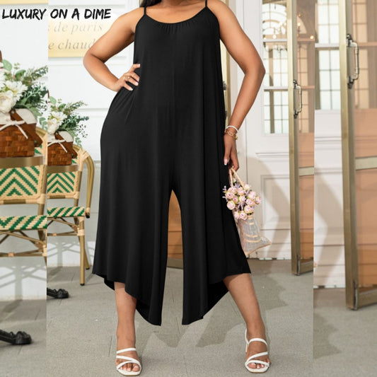 Sleeveless Bohemian Capri Wide Leg Oversized Pant Jumpsuit (Plus Size Only)