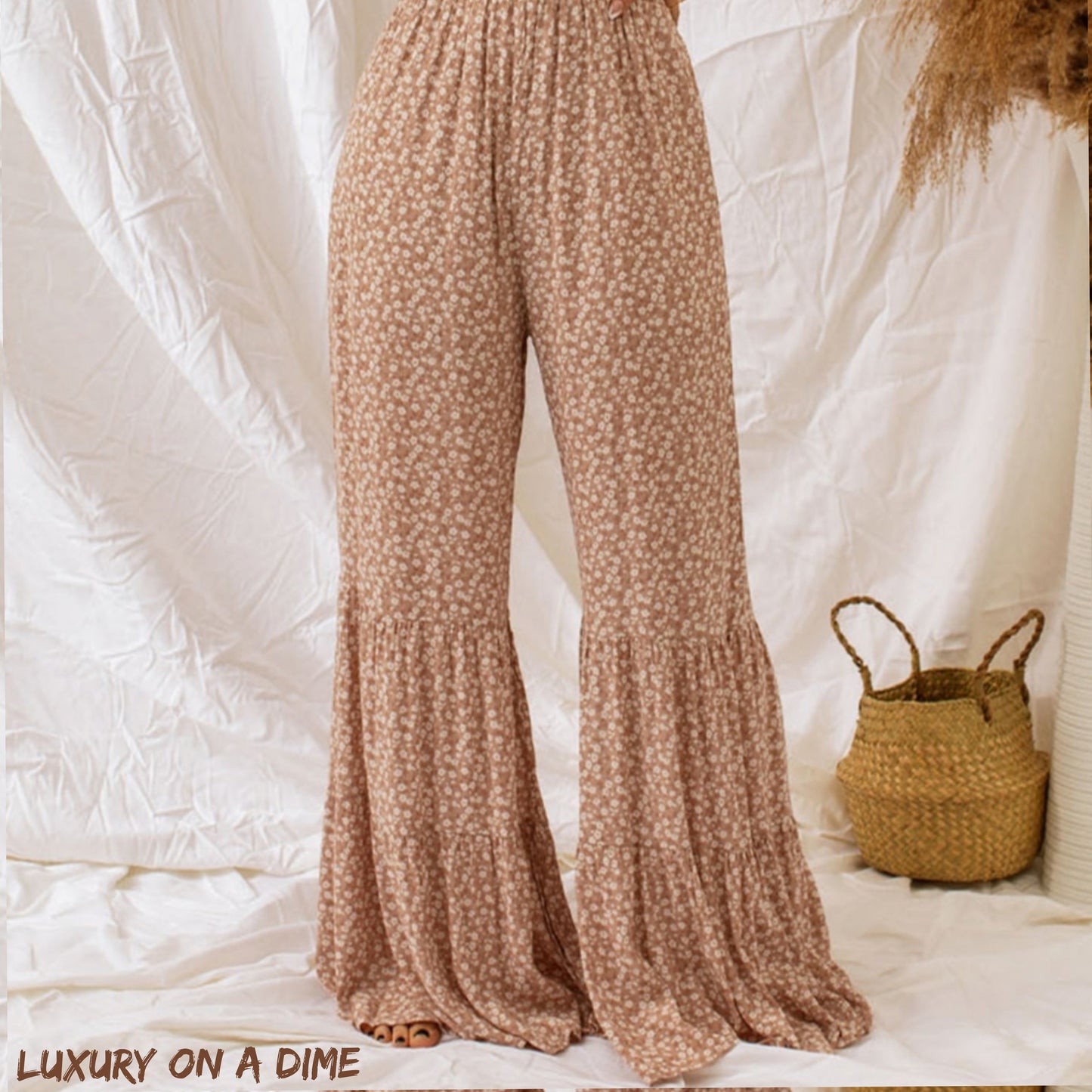 Floral Spaghetti Strap Smocked Wide Leg Jumpsuit