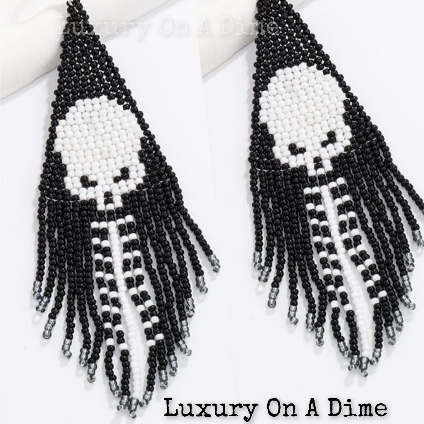 Spooky Fun Beaded Long Dangle Earrings Halloween Jewelry Pumpkin Ghost Spider Witch Skeleton