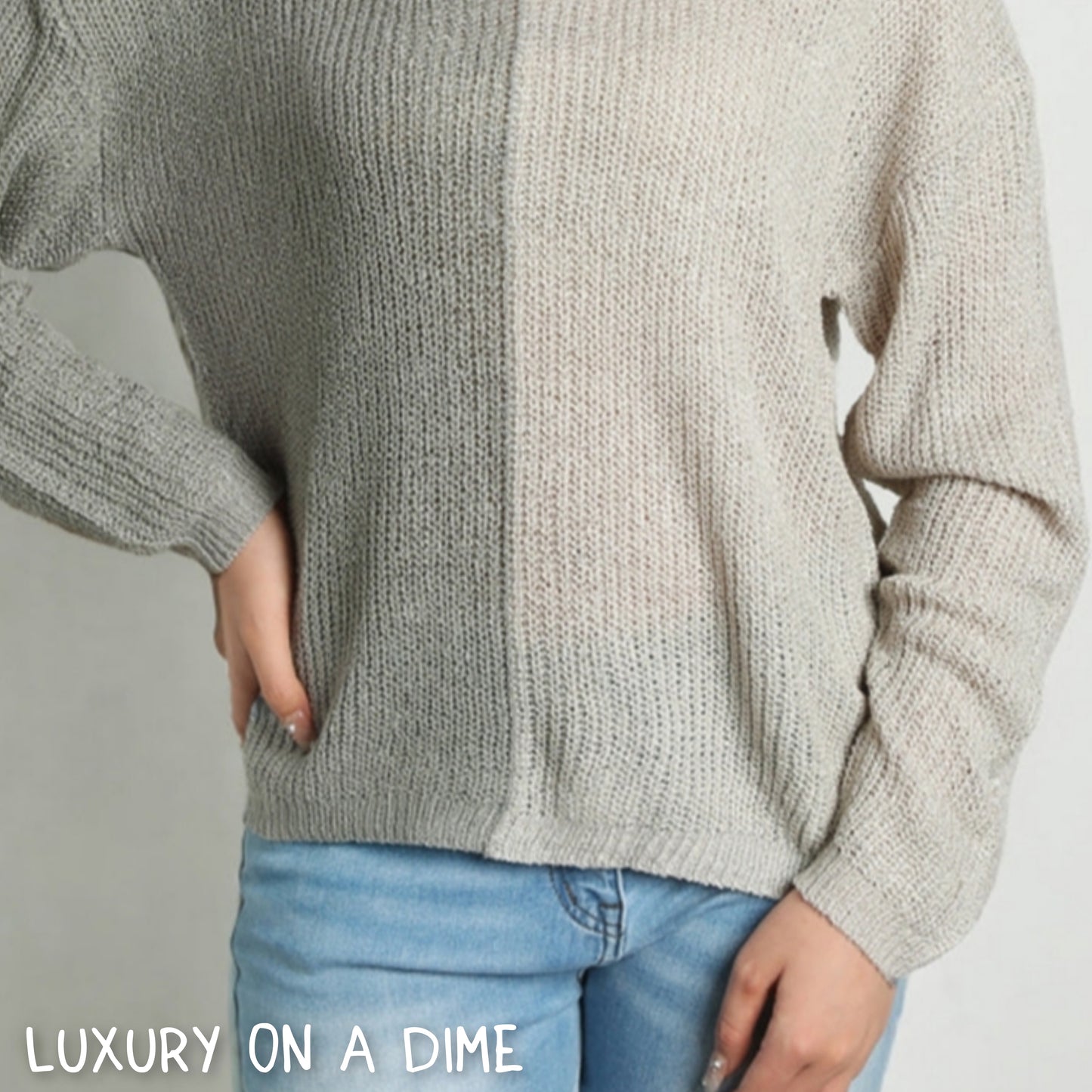 Color Block Contrast V-Neck Lightweight Pullover Knit Sweater