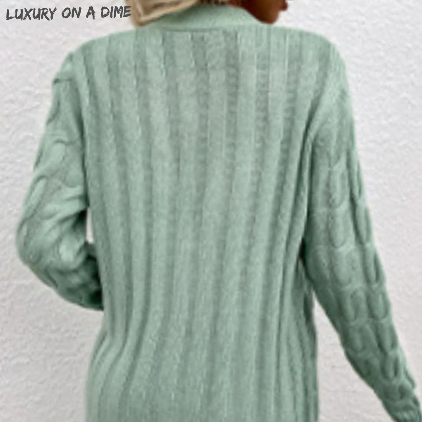 Chunky Cable-Knit Classic Button Front Long Cardigan with Pockets