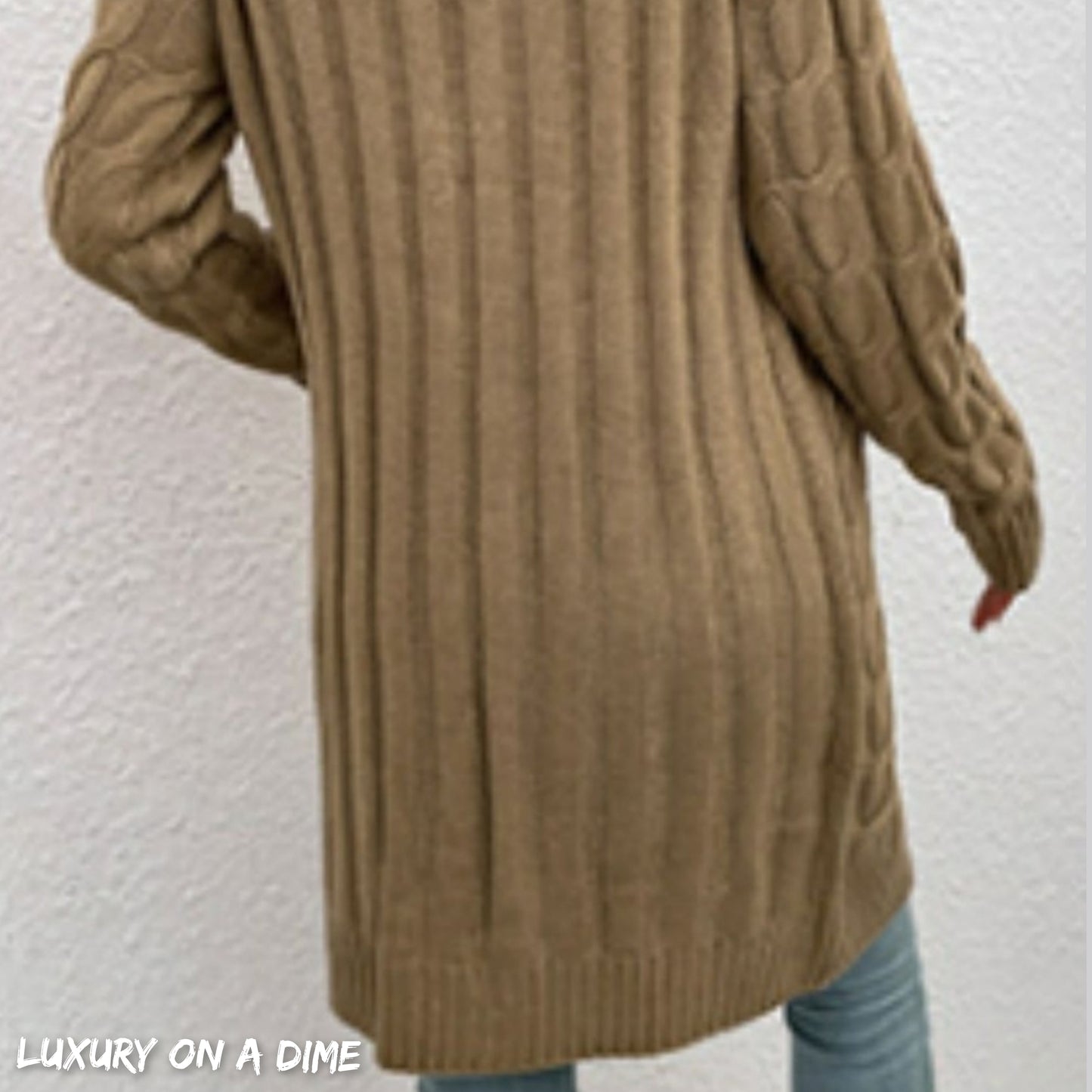 Chunky Cable-Knit Classic Button Front Long Cardigan with Pockets