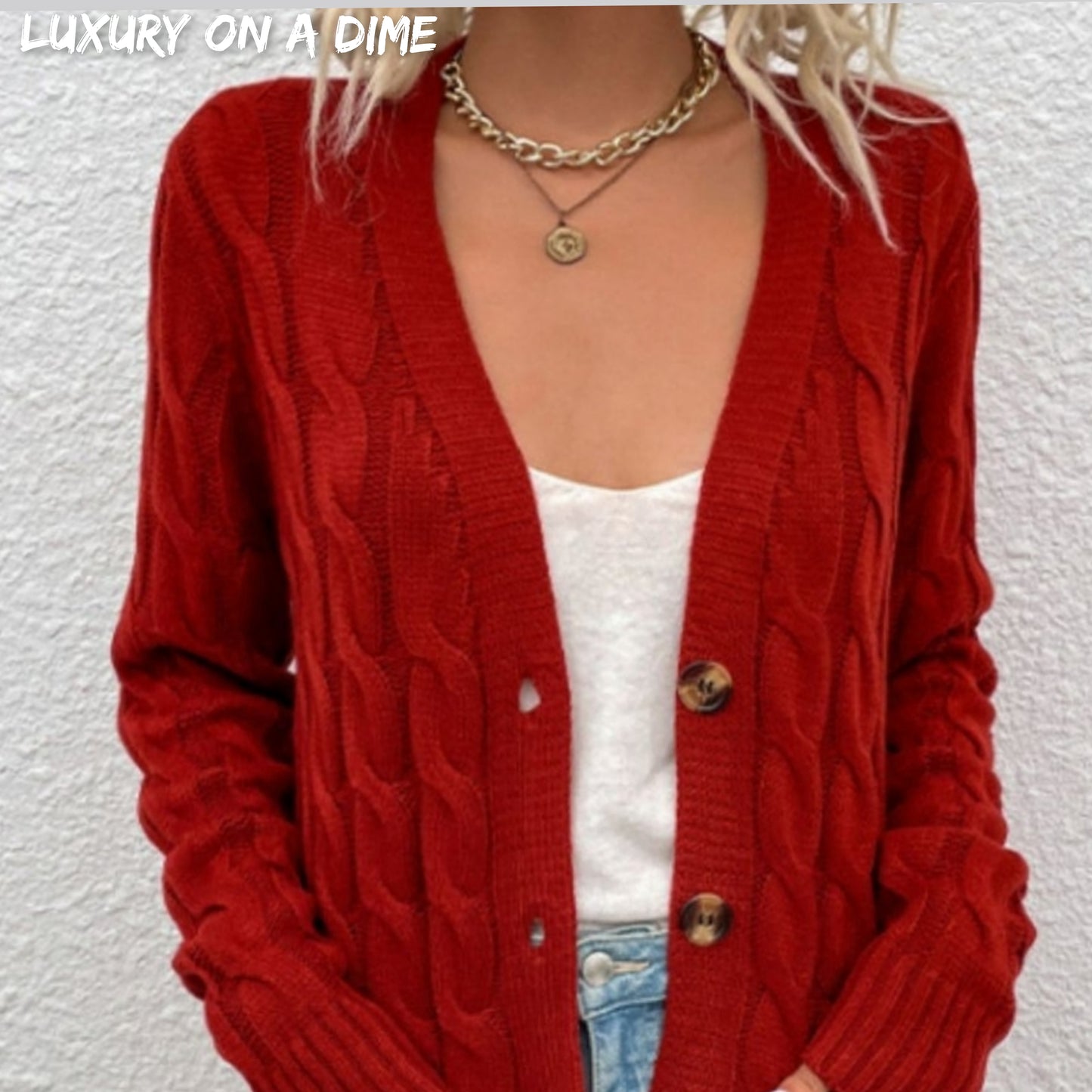 Chunky Cable-Knit Classic Button Front Long Cardigan with Pockets