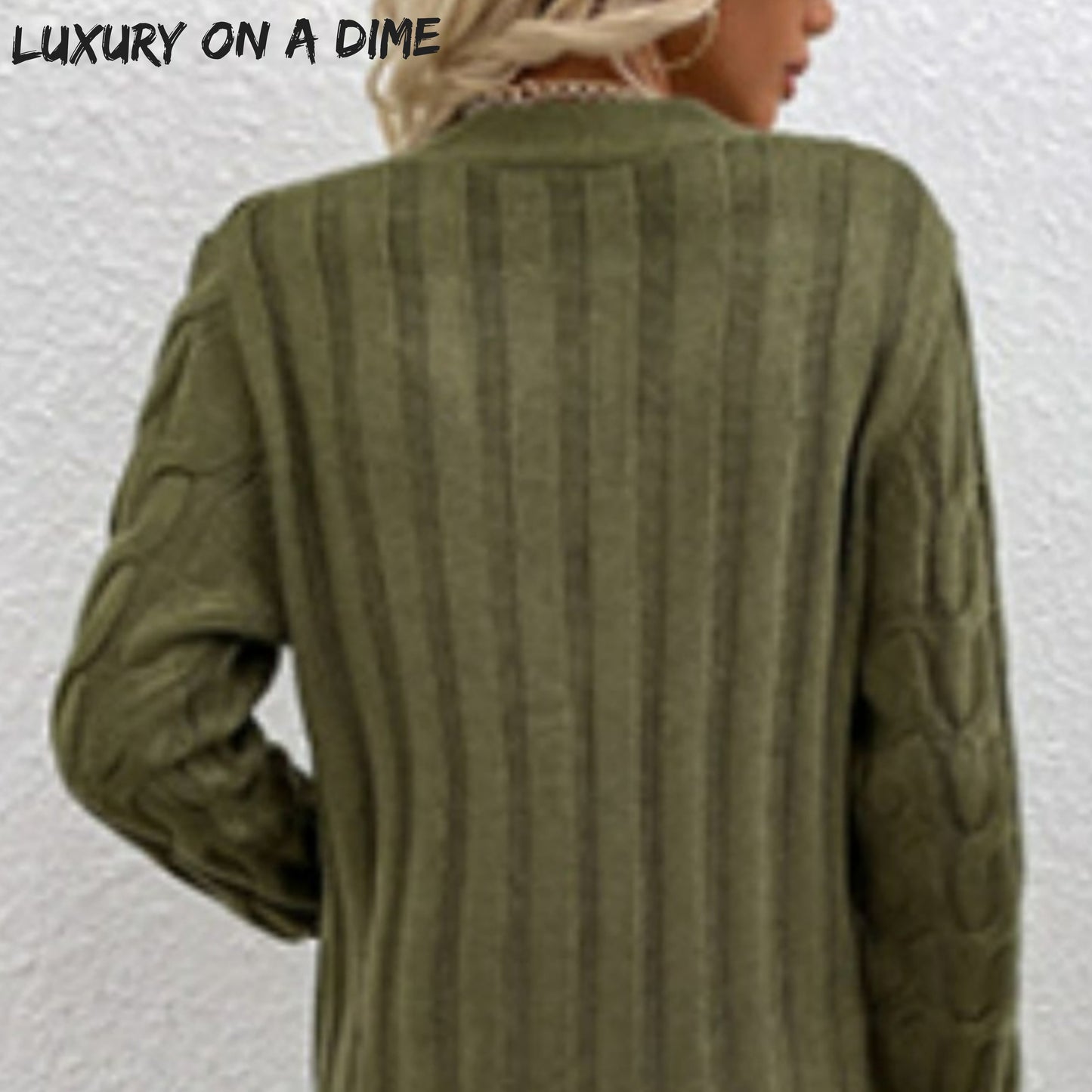 Chunky Cable-Knit Classic Button Front Long Cardigan with Pockets