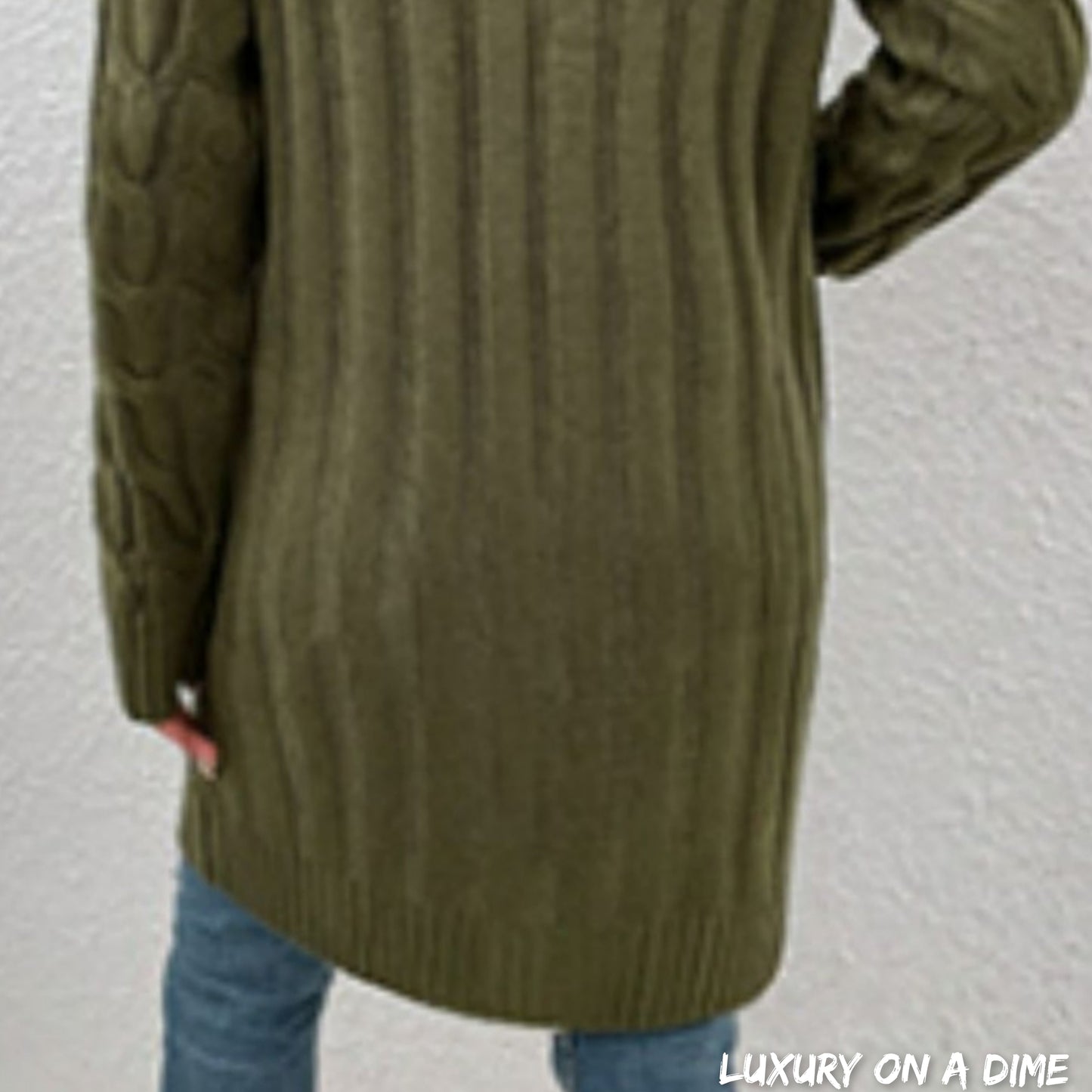 Chunky Cable-Knit Classic Button Front Long Cardigan with Pockets