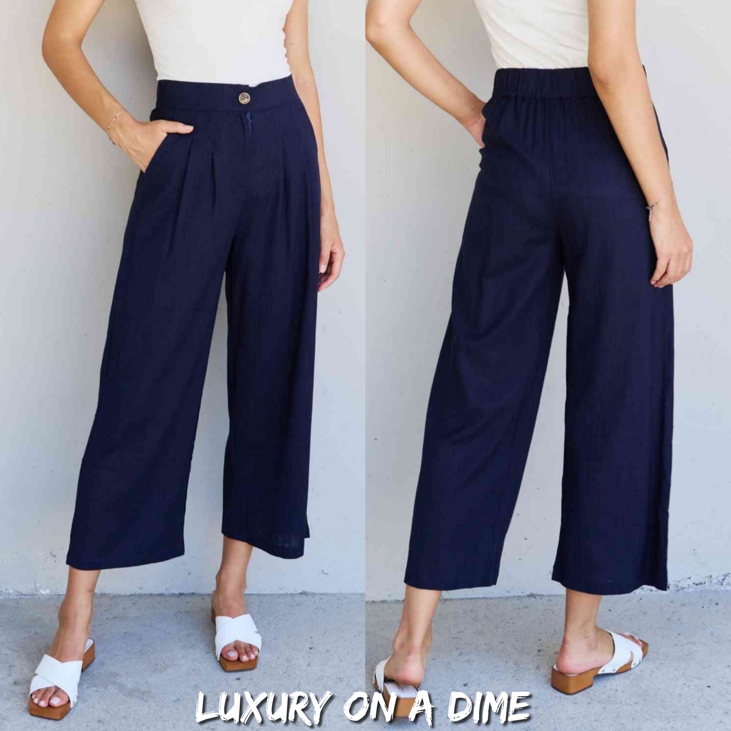 Pleated Button Front Linen Blend Slacks Business Casual Pants by And The Why