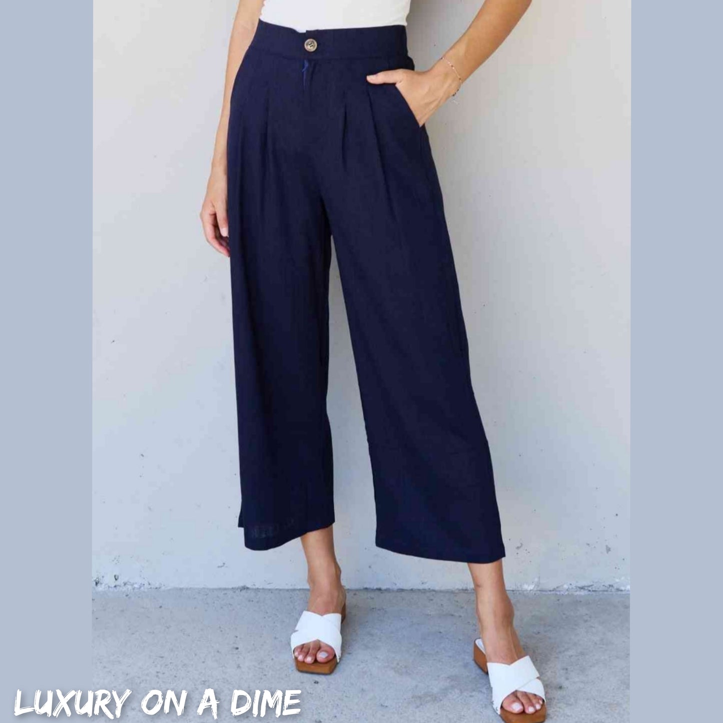 Pleated Button Front Linen Blend Slacks Business Casual Pants by And The Why