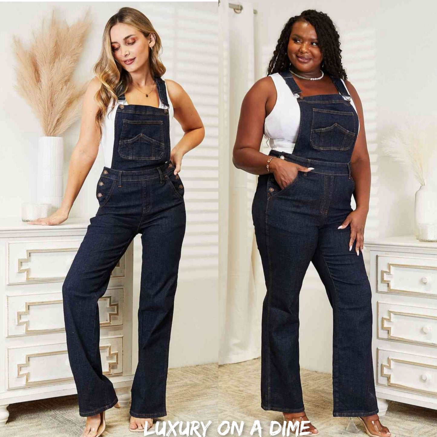 High Waist Taylor Classic Denim Bib Pocket Jean Pant Overalls by Judy Blue